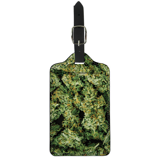 Green Weed Print Luggage Tag