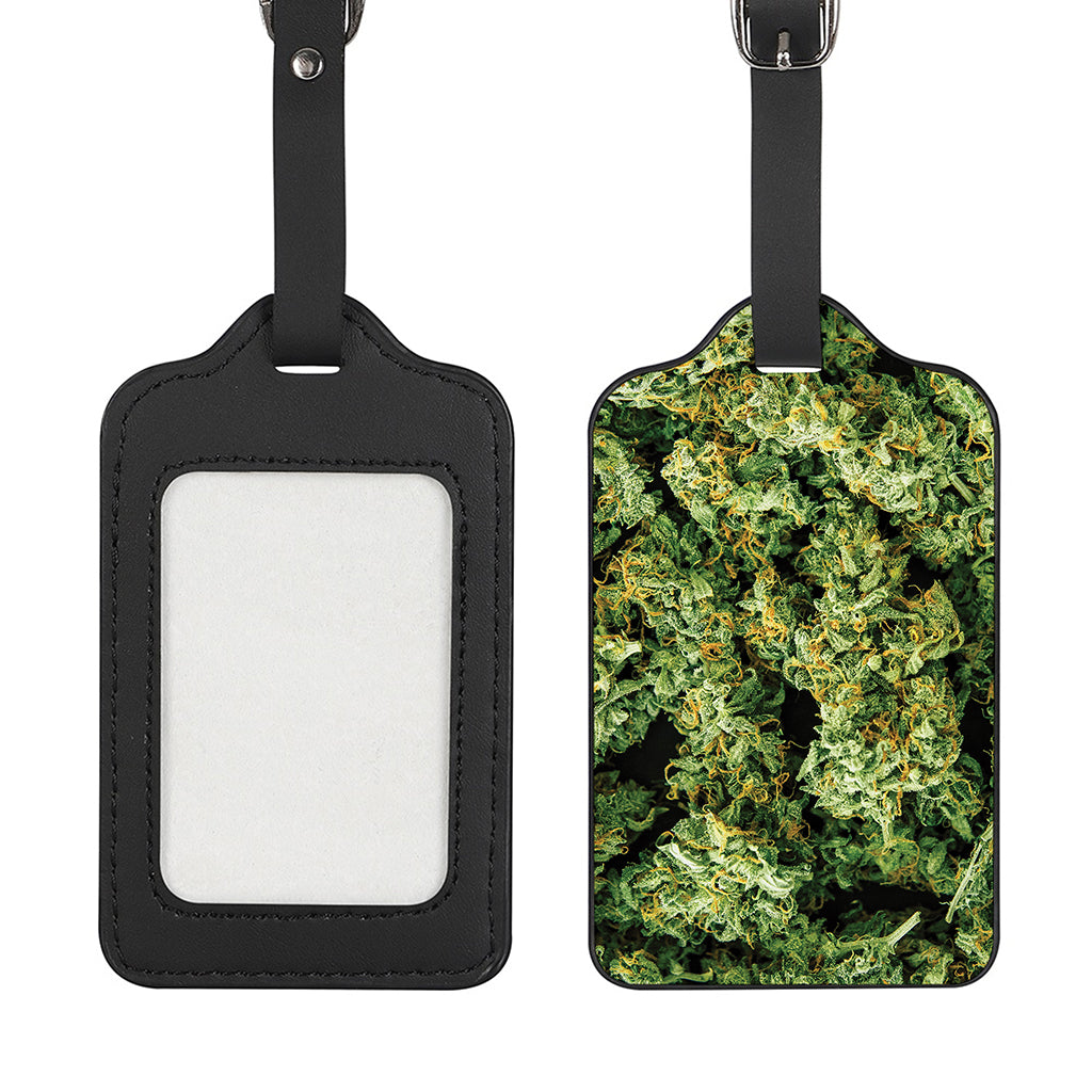 Green Weed Print Luggage Tag