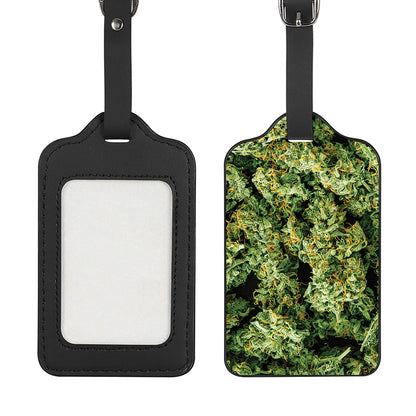 Green Weed Print Luggage Tag