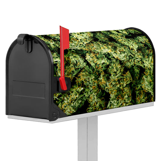 Green Weed Print Mailbox Cover