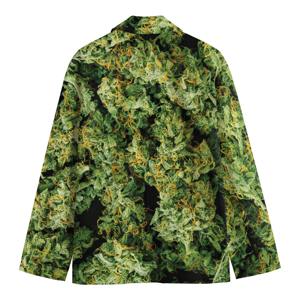 Green Weed Print Men's Blazer