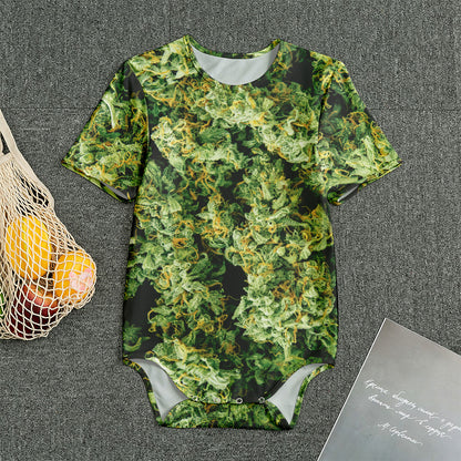 Green Weed Print Men's Bodysuit