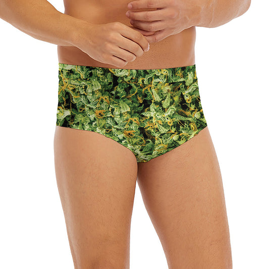 Green Weed Print Men's Briefs
