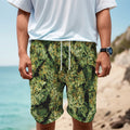 Green Weed Print Men's Cargo Shorts