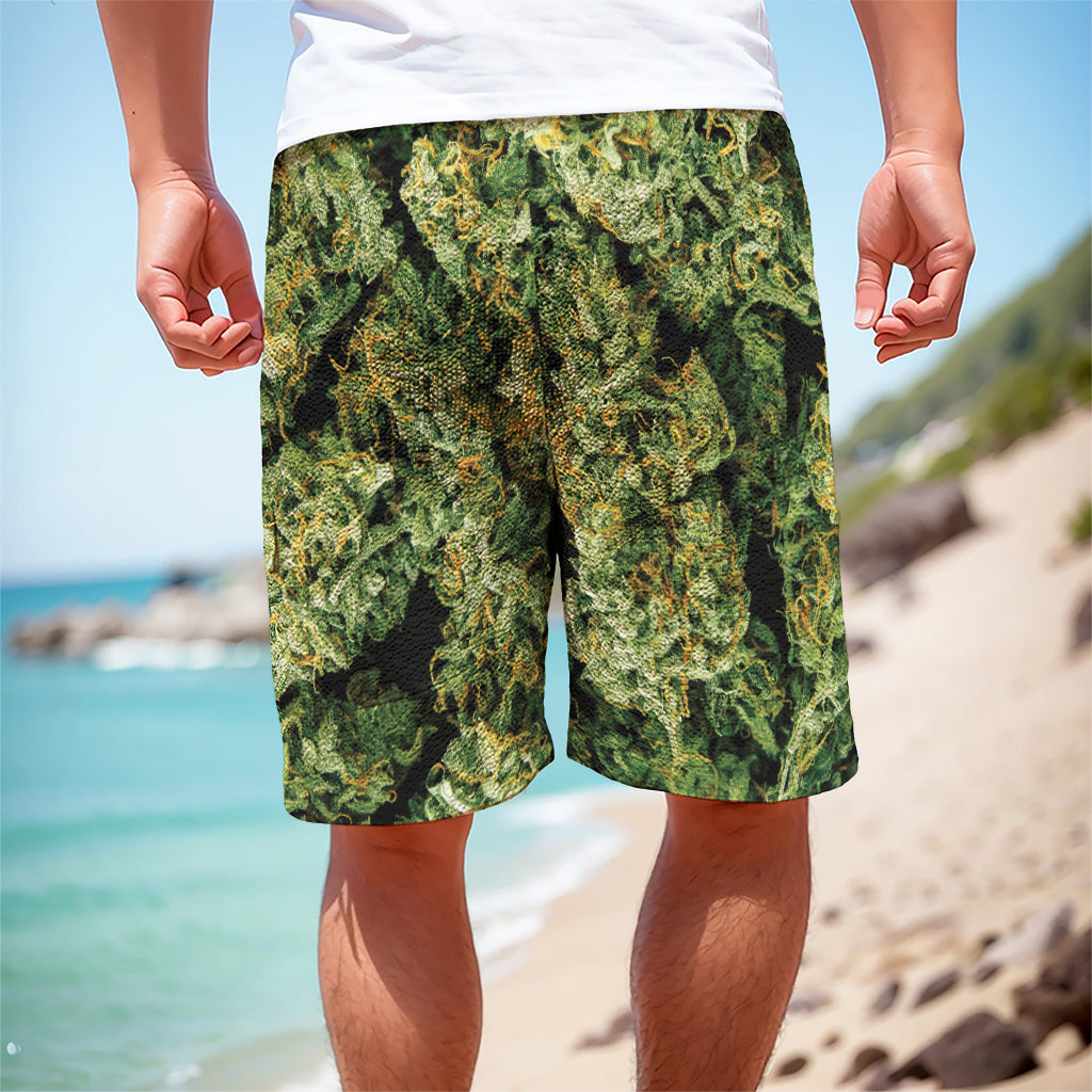 Green Weed Print Men's Cargo Shorts