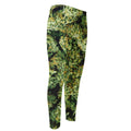 Green Weed Print Men's Compression Pants