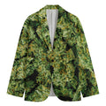 Green Weed Print Men's Cotton Blazer