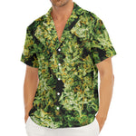 Green Weed Print Men's Deep V-Neck Shirt