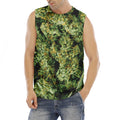Green Weed Print Men's Fitness Tank Top