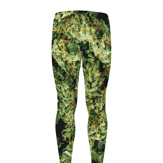 Green Weed Print Men's leggings