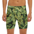 Green Weed Print Men's Long Boxer Briefs