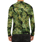 Green Weed Print Men's Long Sleeve Rash Guard