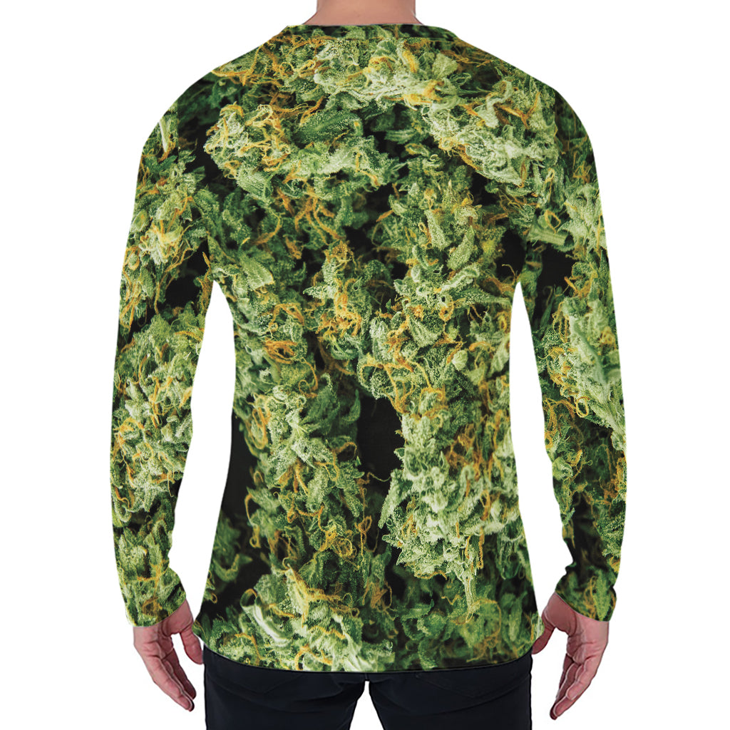 Green Weed Print Men's Long Sleeve T-Shirt