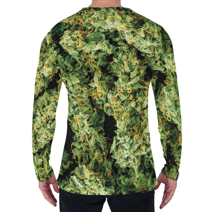 Green Weed Print Men's Long Sleeve T-Shirt