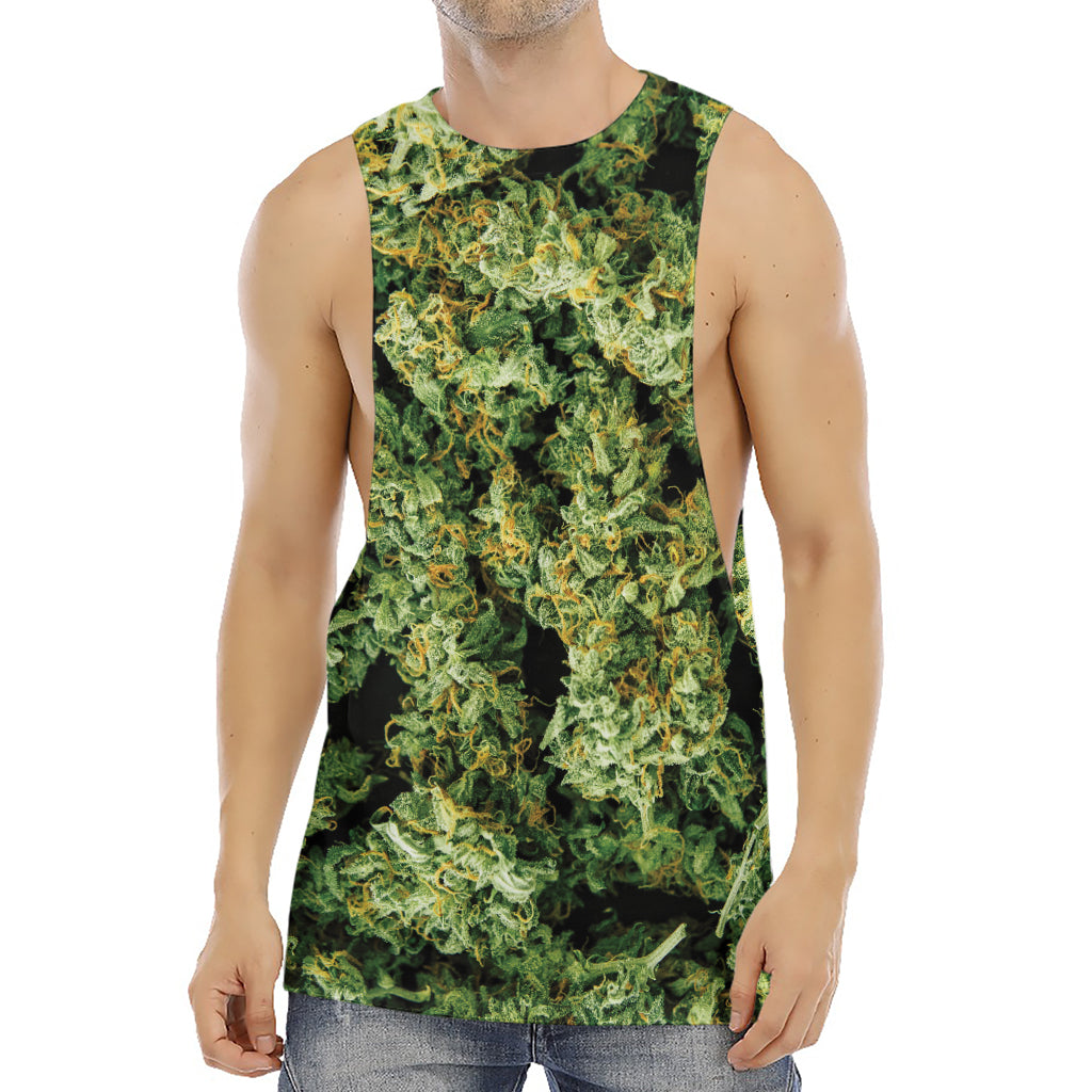 Green Weed Print Men's Muscle Tank Top