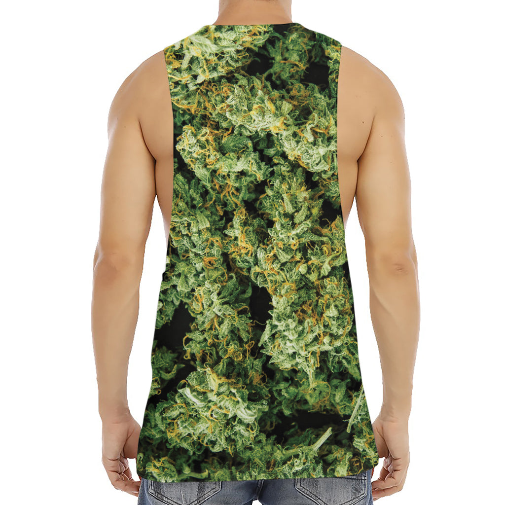 Green Weed Print Men's Muscle Tank Top