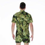 Green Weed Print Men's Rompers