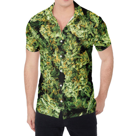 Green Weed Print Men's Shirt