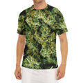 Green Weed Print Men's Short Sleeve Rash Guard