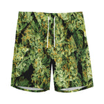 Green Weed Print Men's Sports Shorts