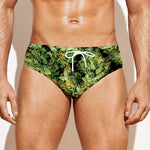 Green Weed Print Men's Swim Briefs