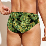Green Weed Print Men's Swim Briefs