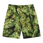 Green Weed Print Men's Swim Trunks