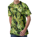 Green Weed Print Men's Velvet T-Shirt
