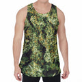 Green Weed Print Men's Velvet Tank Top