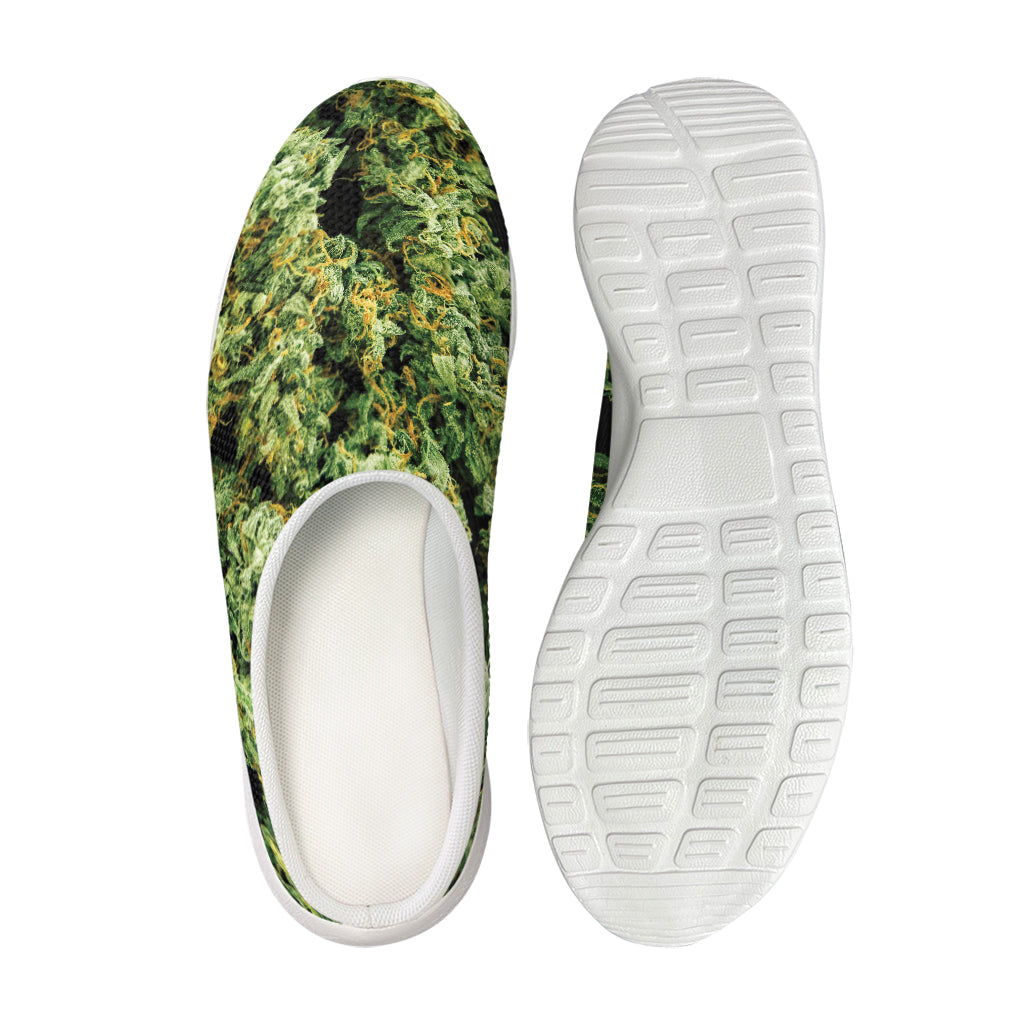 Green Weed Print Mesh Casual Shoes