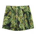 Green Weed Print Mesh Shorts
