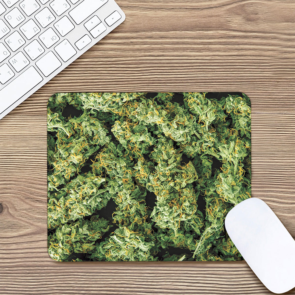 Green Weed Print Mouse Pad