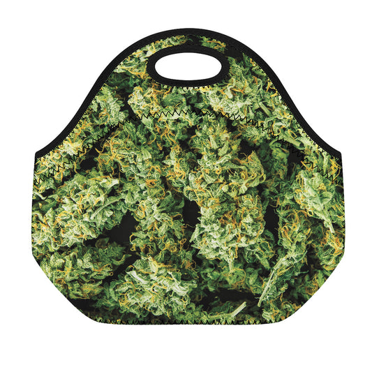 Green Weed Print Neoprene Lunch Bag