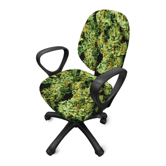 Green Weed Print Office Chair Cover