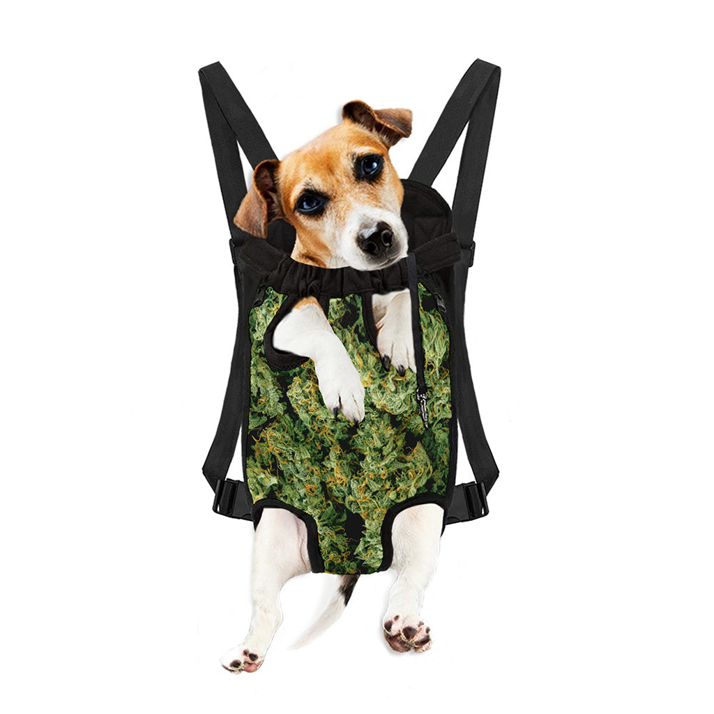Green Weed Print Pet Carrier Backpack