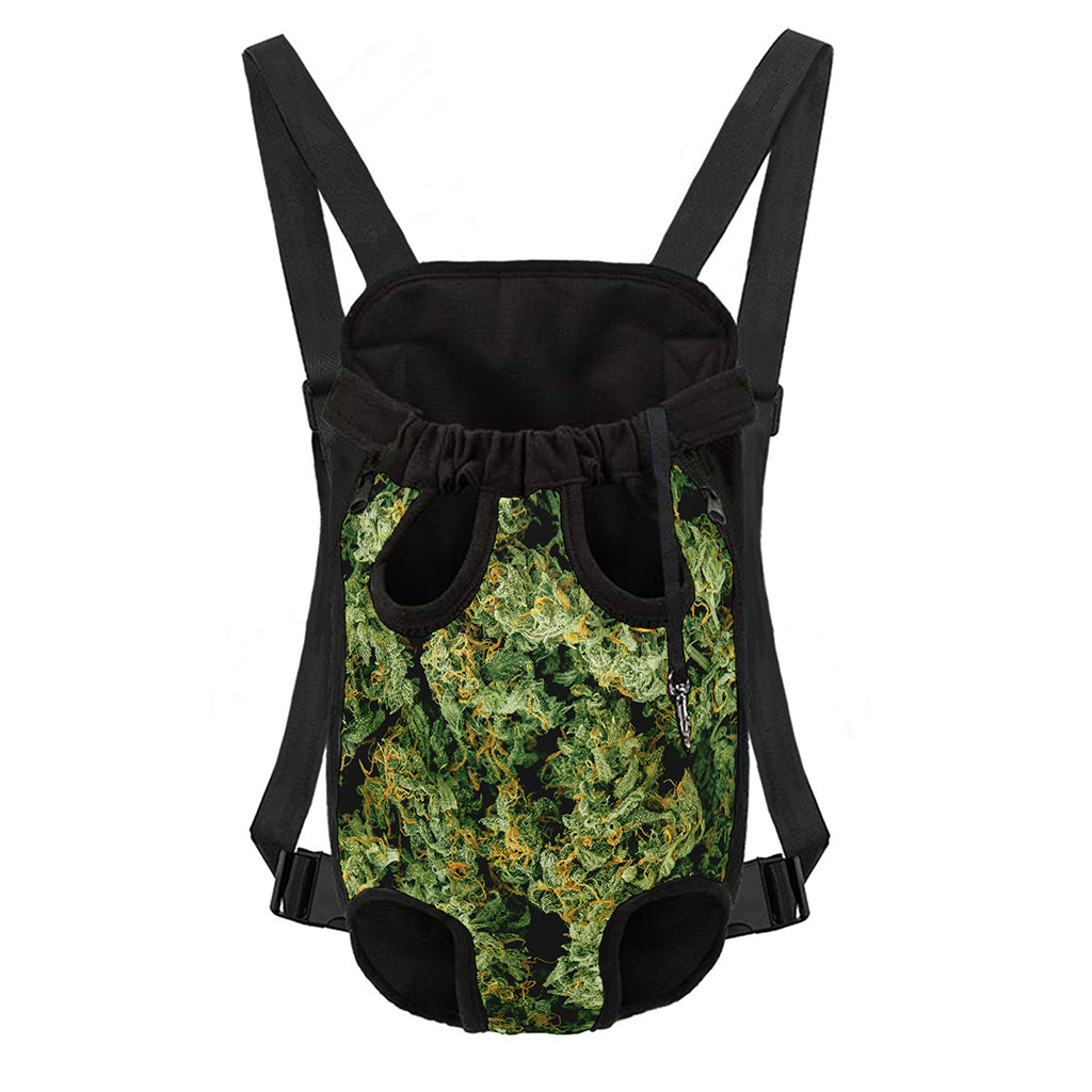 Green Weed Print Pet Carrier Backpack