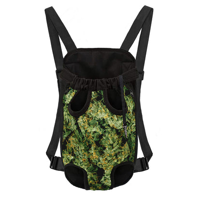 Green Weed Print Pet Carrier Backpack