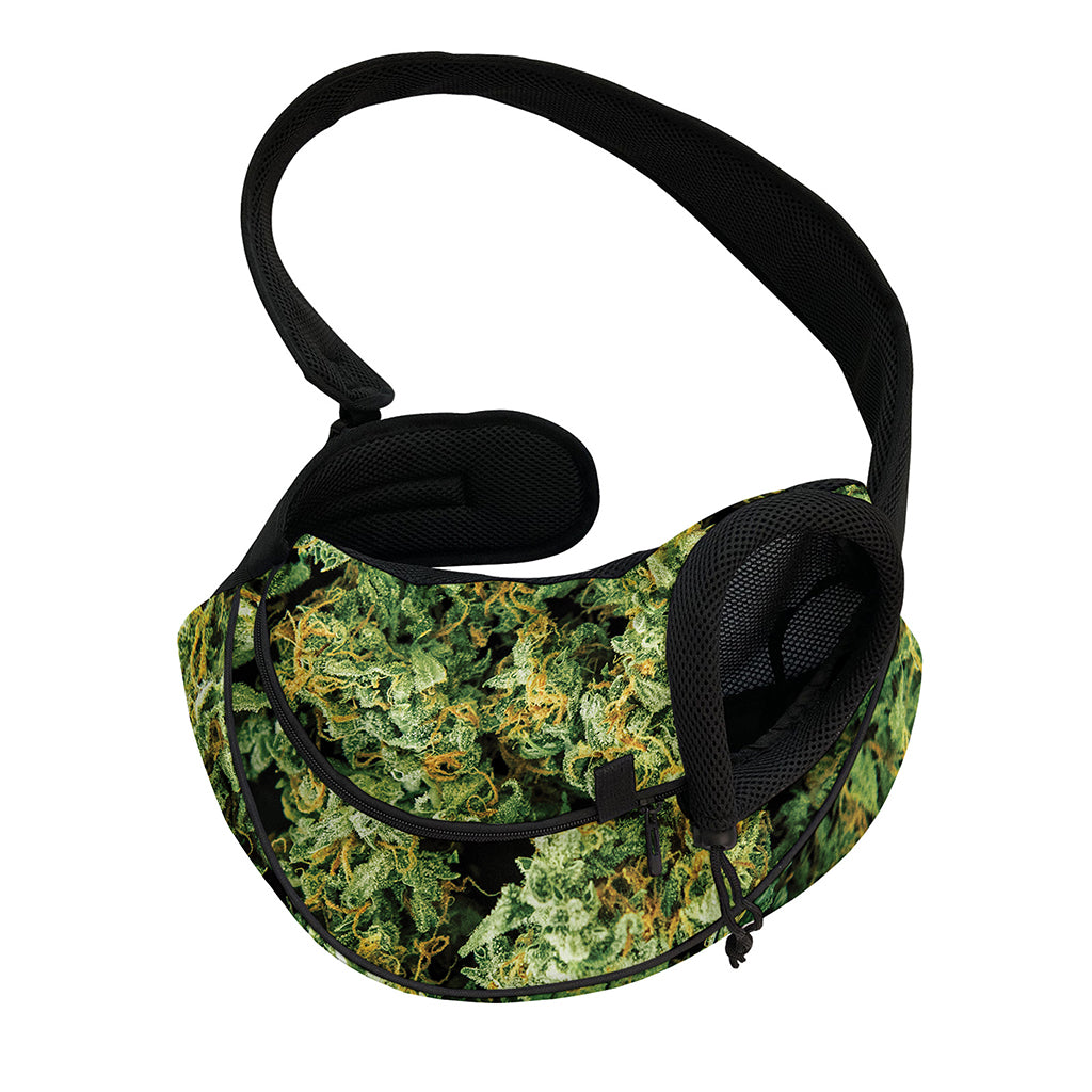 Green Weed Print Pet Sling Carrier