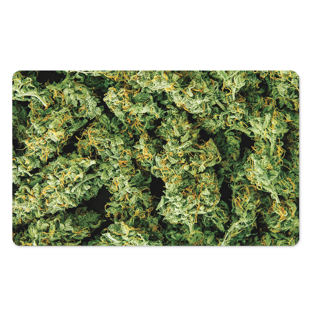 Green Weed Print Polyester Doormat