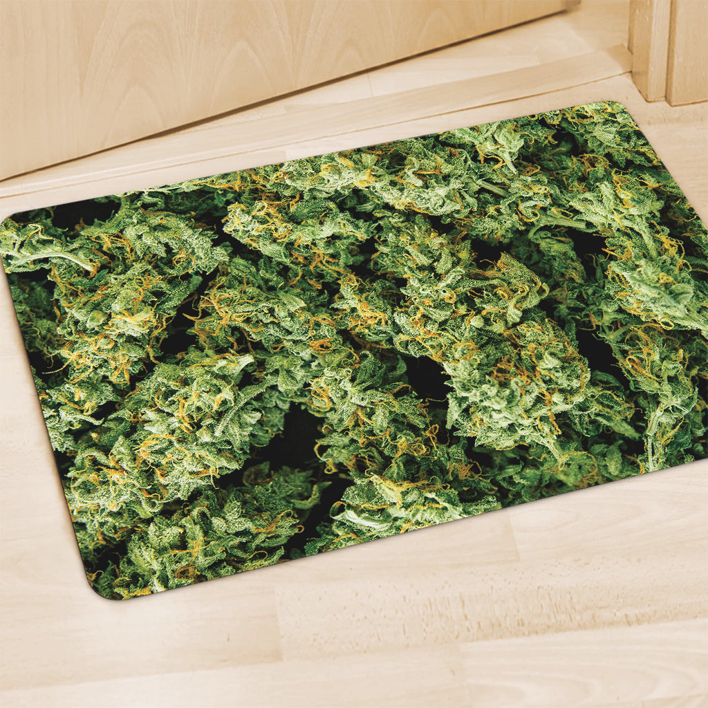 Green Weed Print Polyester Doormat