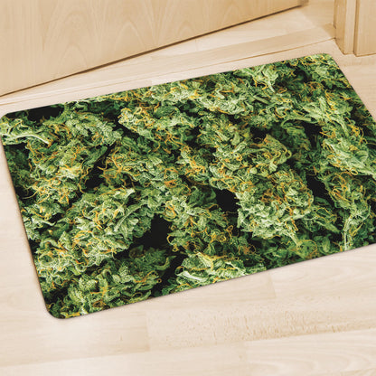 Green Weed Print Polyester Doormat