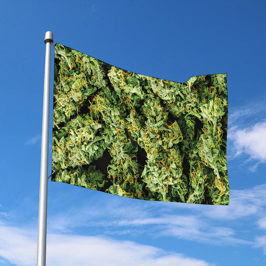 Green Weed Print Polyester Flag