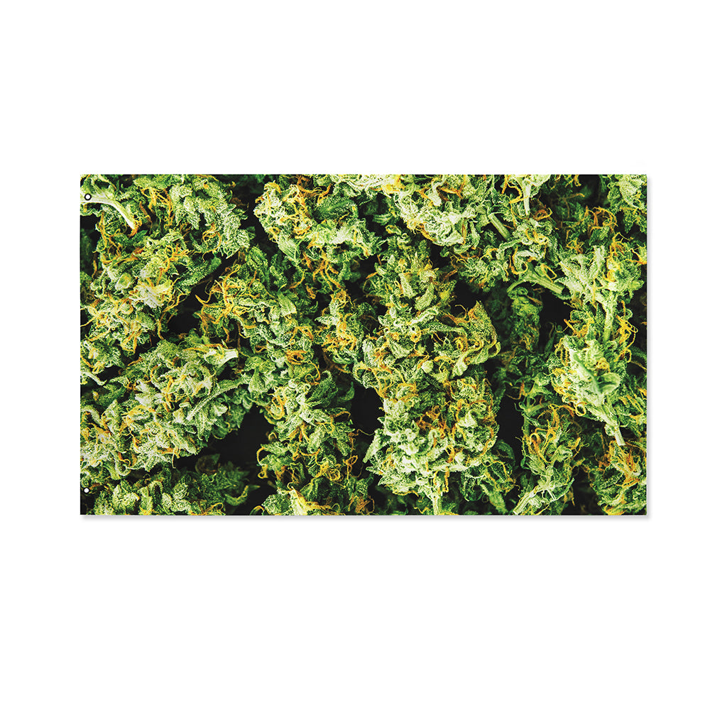 Green Weed Print Polyester Flag