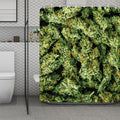 Green Weed Print Polyester Shower Curtain