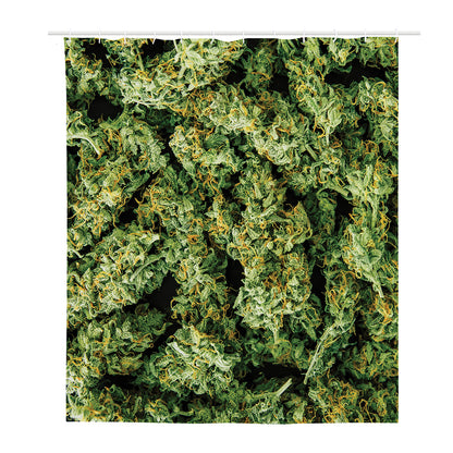 Green Weed Print Polyester Shower Curtain