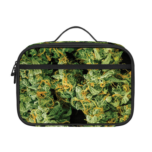 Green Weed Print Portable Lunch Bag