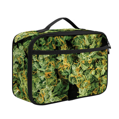 Green Weed Print Portable Lunch Bag