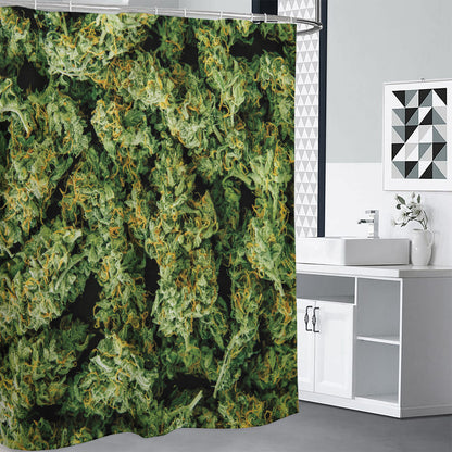 Green Weed Print Premium Shower Curtain