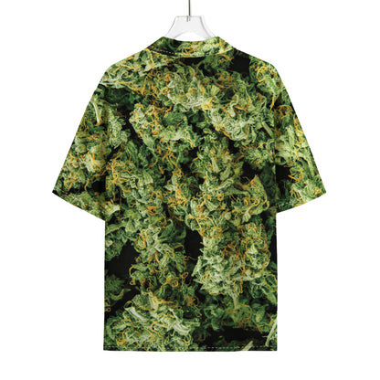 Green Weed Print Rayon Hawaiian Shirt