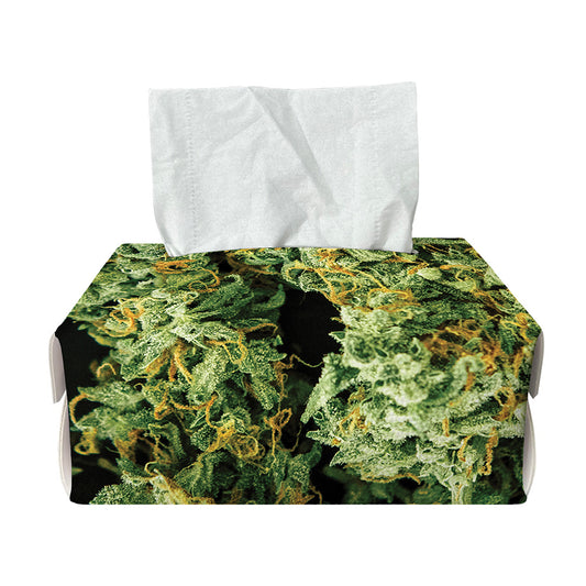 Green Weed Print Rectangle Tissue Box Cover
